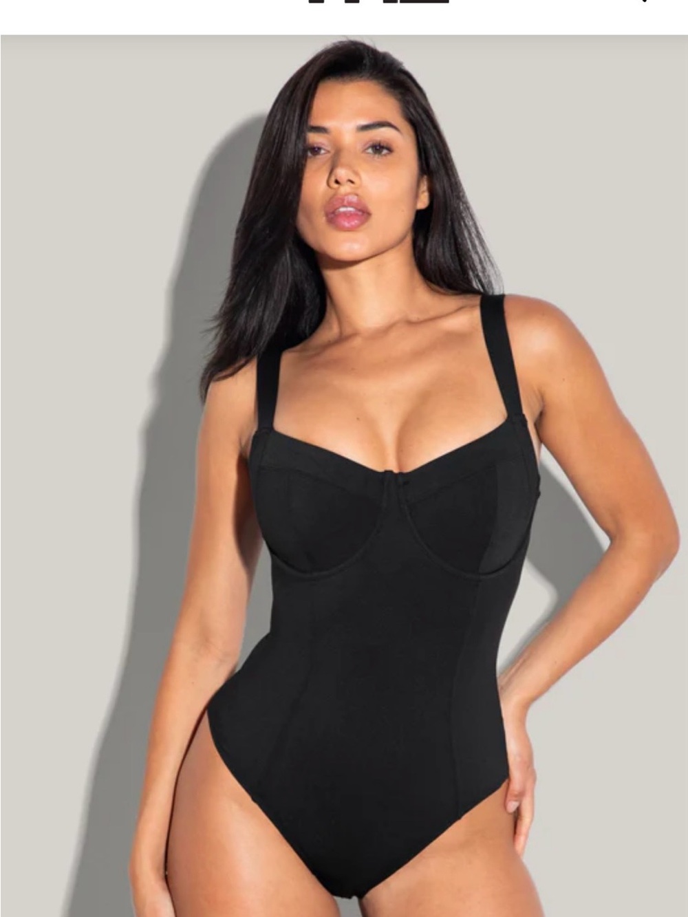 Black Underwire One-Piece Swimsuit with Supportive Straps